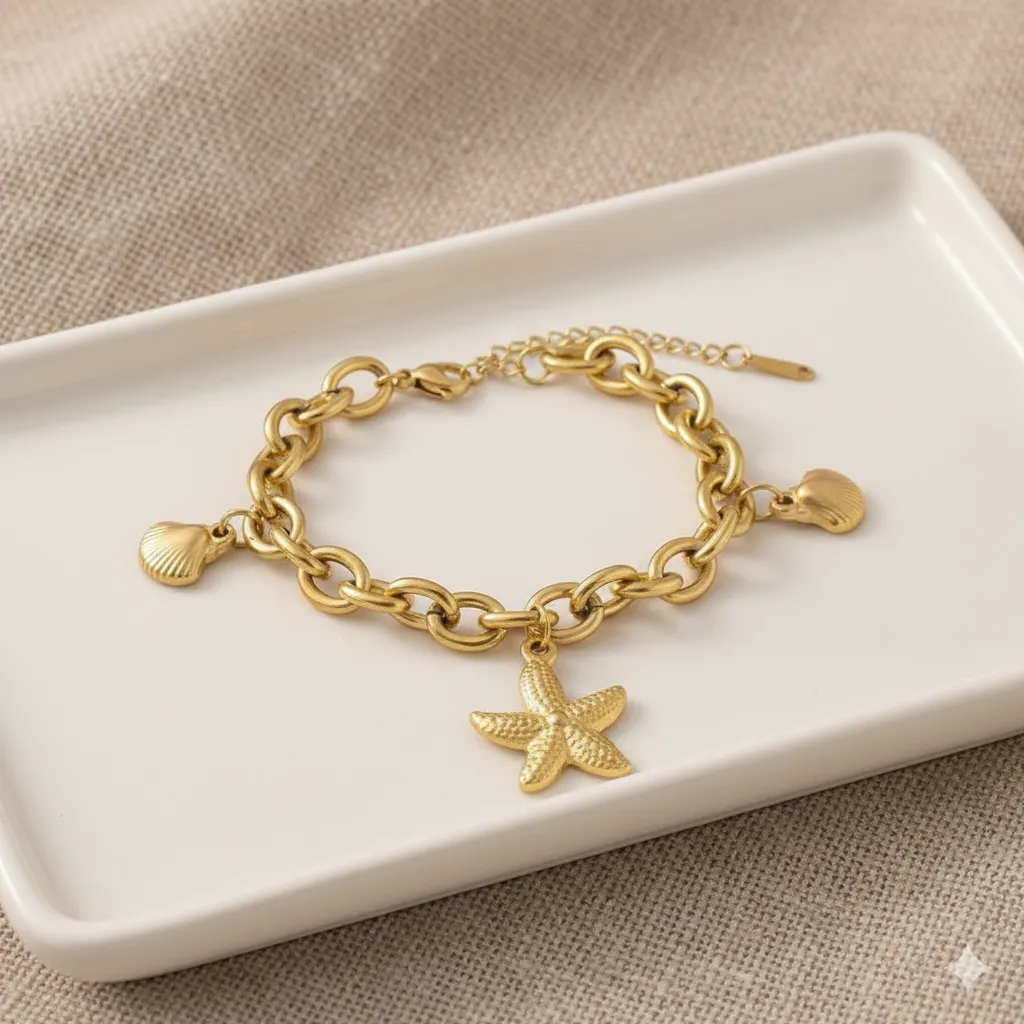 chain bracelet (seashell and starfish)